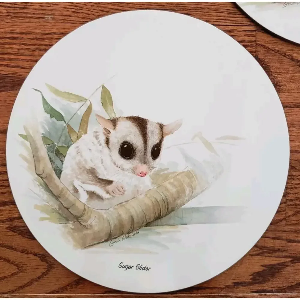 Set of 6 Jason Round Placemats Australian Animals Wakefield Cork Backed w/‎ Box